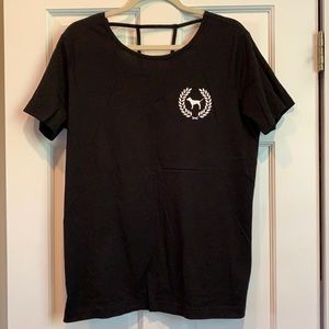 PINK tee.Black w/white logo.Strappy back.Sz medium